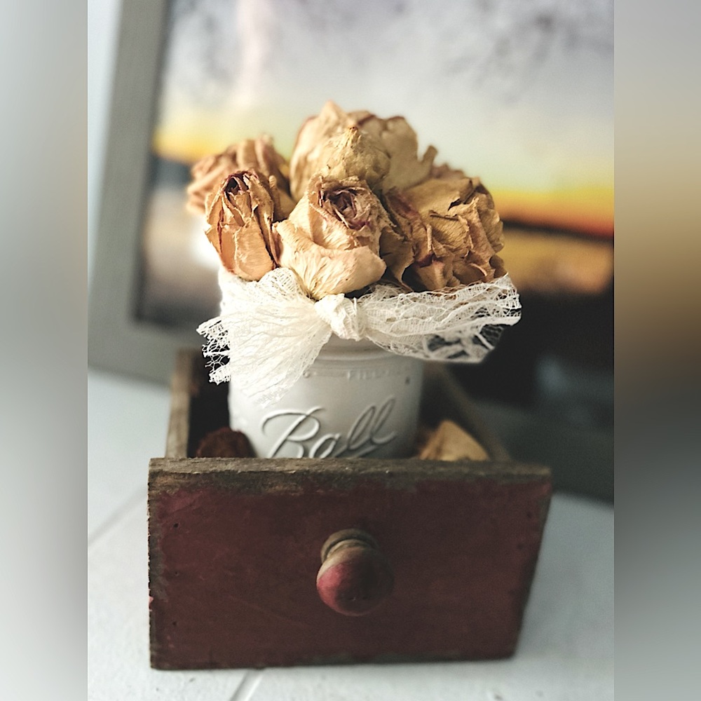 Ball jar (wide) with dried flowers